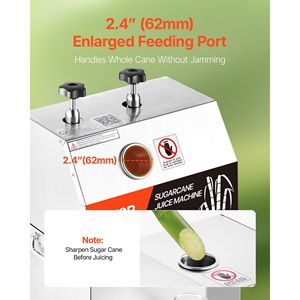 Estrattore di Succo di Canna da Zucchero Elettrico Commerciale 750W, Alta Produzione 661LBS/H, 3 Rulli in Acciaio Inox, Alta Efficienza - Product Image 3