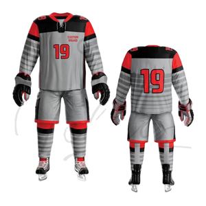 Maillots et shorts de hockey sur glace pour équipe, unisexe, haute qualité, design personnalisé, 100% polyester, respirant, séchage rapide, uniforme en solde - Product Image 1