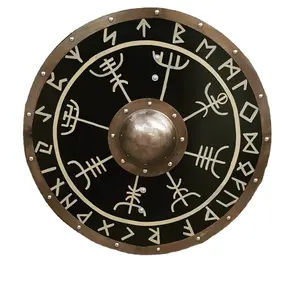 Bouclier romain vintage rond noir antique médiéval pour la décoration, le jeu et les films