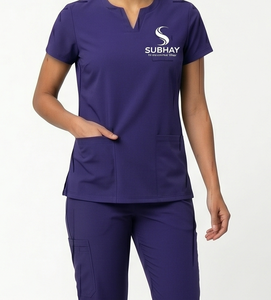 SUBHAY Women's Purple <b>Scrub</b> Top With Front Pockets Hospital <b>Uniform</b> Wear - Product Image 1