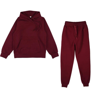 <b>Pink</b> Hooded <b>Sweatshirt</b> and Sweatpants Set Solid Color Casual Tracksuit for Adults Unisex Full Sleeve Drawstring Closure - Product Image 3