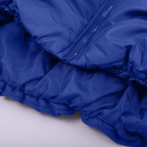 Veste matelassée personnalisée pour femme, bleu uni, manches longues, col montant, fermeture éclair, rembourrage épais en coton, longueur courte, pour l'hiver - Product Image 5