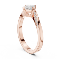 Bague de mariage en moissanite taille princesse brillante, en or rose 14K sur argent, avec pavé de diamants en forme de cerf-volant