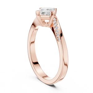 Anillo de compromiso con diamante moissanita de corte princesa brillante - Anillo de boda de oro rosa de 14K sobre plata con pavé de circonitas en forma de cometa - Product Image 4