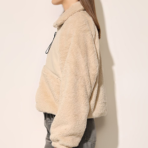 Women Sherpa fleece Faux <b>Fur</b> Wool Coat Breathable Warm Plush Casual hooded zipper collar Jacket snow wear comfy button closure - Product Image 2