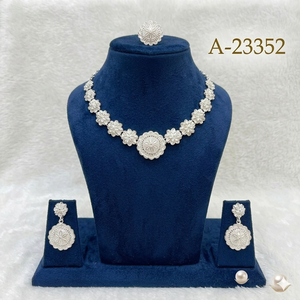 Gold Plated Bridal Jewelry Set with Zircon Stones Trendy Necklace Earrings & <b>Ring</b> Set Women Wedding Engagement Anniversary - Product Image 2