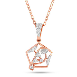 Collier pendentif asymétrique en or avec chaîne et diamants géométriques abstraits en forme de cluster - Product Image 3
