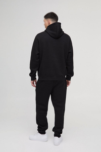Conjunto Deportivo Negro para Hombre, Invierno, Corte Regular, Talla Grande, Dos Piezas, Sudadera con Capucha, Logotipo Frontal, Estilo Urbano, Suministro al por Mayor - Product Image 3