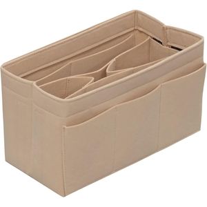 Grand organisateur de sac à main en feutre beige avec 14 poches pour le rangement de bijoux et de sacs fourre-tout - Product Image 1