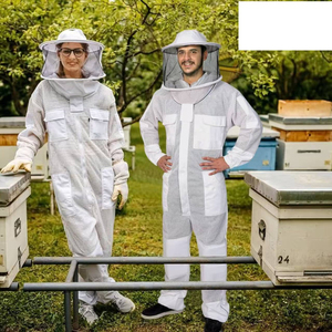 Ultra Ventilated 3-Layer Mesh Beekeeping Suit Sting Proof Professional Apiary Suit with Dual Veils & Goatskin Gloves - Product Image 4