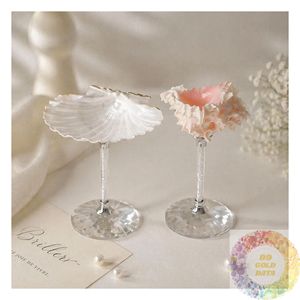 Gobelet en coquillage naturel de luxe, fait main, avec pied en verre, élégant, vaisselle côtière, décoration de table haut de gamme, vaisselle unique - Product Image 3