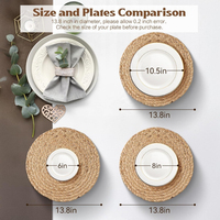 Set de table artisanal en jacinthe d'eau tressée style bohème, épaisseur 10 mm, couleur personnalisable, durable, naturel, écologique, antidérapant