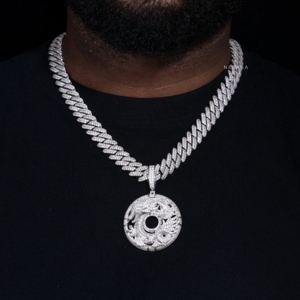 925 <strong>Silver</strong> Moissanite Dragon &amp; <strong>Phoenix</strong> Medallion Pendant, Moissanite Dragon Pendant, Moissanite <strong>Phoenix</strong> Medallion Pendant - Product Image 1