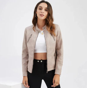 Chaqueta de Cuero Personalizada al por Mayor para Mujer, con Logotipo Personalizado, Transpirable, Resistente al Viento, Ecológica, de Manga Larga - Product Image 1