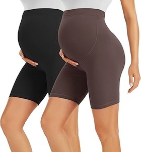 Short de maternité taille haute élastique pour femme enceinte, coupe ajustée, respirant, avec compression - Product Image 5
