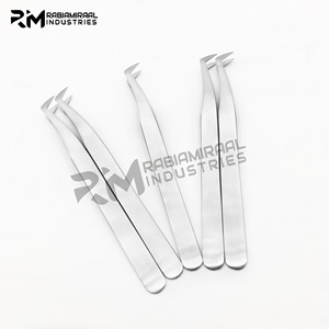 Pinzas RMI Silver Matt de 90 grados para extensión de pestañas, con logo, para creación de abanicos de visón, agarre firme - Product Image 3