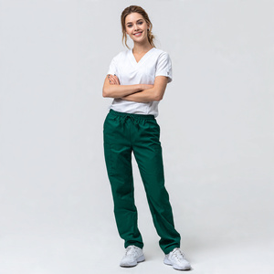 Premium Quality 100% Cotton Breathable Comfortable Knitted Hospital <b>Scrubs</b> Pants Elastic Waist Customized Color & Logo - Product Image 3