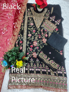 Conjunto de Salwar Kameez de Seda Bordada Verde para Mujer, Estilo Tradicional Indio-Pakistaní, Largo hasta el Tobillo, para Bodas, Completamente Cosido - Product Image 4