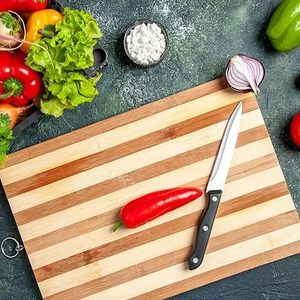 Eco-Friendly Bamboo Cutting <b>Board</b> & Chopping Block-Dishwasher Safe Kitchen <b>Tool</b> with Wood Knife Handle - Product Image 1