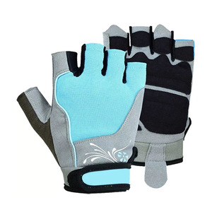 Gants de cyclisme sportifs mi-poignet respirants en polyester et coton bleu-noir pour le printemps, l'été et les sports de plein air – Noir pour homme, moto - Product Image 6