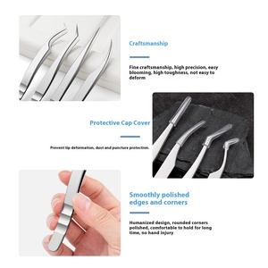 Pinzas de Acero Inoxidable para Cejas, Pinzas Doradas para Extensión de Pestañas - Product Image 3