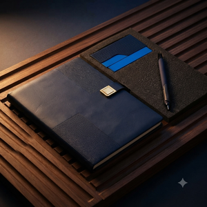 Ensemble cadeau de carnet de notes élégant Aurelux Premium en cuir PU bleu, avec porte-cartes et stylo, 192 pages, carnet professionnel pour entreprise - Product Image 5