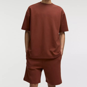 Ensemble T-shirt et short décontracté pour homme, été, manches courtes, personnalisé, respirant, tricoté sans couture, séchage rapide, 100% coton, style streetwear - Product Image 1
