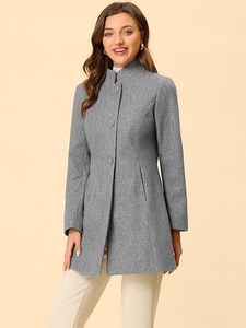 Abrigo Largo Ligero y Ecológico para Mujer, 100% Poliéster, Cuello Solapa, Doble Botonadura, Forro Satinado, para Invierno - Product Image 4