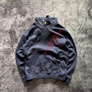 Unisex Quarter <b>Zip</b> Sweatshirt Regular Fit Solid Color Casual Knitted Cotton <b>Hoodie</b> Front <b>Pocket</b> Button Collar Winter Style - Product Image 2