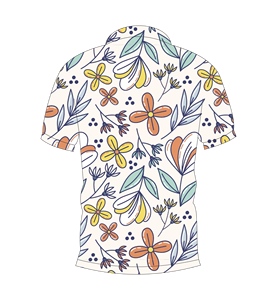Mens Casual Floral Print <b>Polo</b> Shirt Short Sleeve Summer Button Collar <b>White</b> Multicolor Flower Tee - Product Image 2