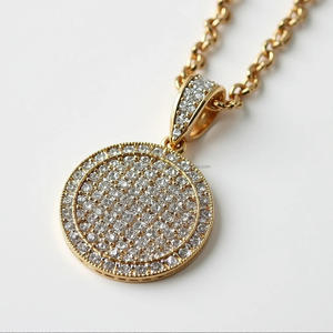 Collier avec pendentif unique en moissanite ronde, plaqué or, argent 925, bijoux hip-hop, cadeaux pour fête, anniversaire ou fiançailles - Product Image 1