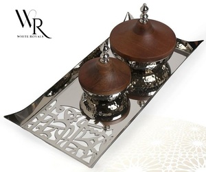 Bandeja de Metal de Lujo para Condimentos con Tapa de Cúpula, Bandeja Decorativa de Alta Gama para Servir en Eventos Árabes, Majlis, Islámicos, Ramadán, Eid, Bodas y Fiestas - Product Image 5