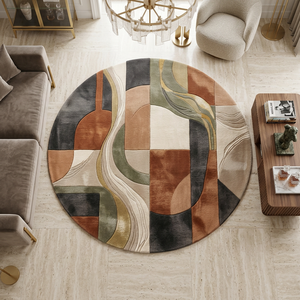 Luxury <b>Round</b> Area Rug Modern Abstract Geometric Wool <b>Carpet</b> Hand Tufted Designer Floor Rug Custom Size Luxury Home Villa - Product Image 5