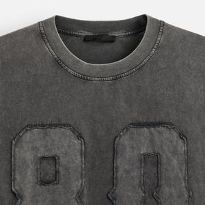 T-shirts personnalisés pour hommes en coton, style streetwear, coupe oversize, col rond côtelé, avec patch brodé, épaules tombantes, t-shirt vierge épais pour hommes - Product Image 6