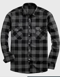 Chemise en flanelle à manches longues en coton à carreaux gris et noir unisexe Hardihood International HI-MFS-01 Taille adulte - Product Image 3