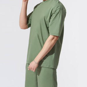 New Fashion Summer Men's Casual 2-Piece 100% Cotton Solid Pattern Quick Dry Breathable T-Shirt and Shorts <b>Set</b> - Product Image 4