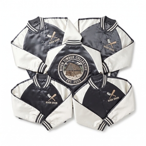 Wholesale Supplier Navy Silver Satin Varsity Jacket Zip Up Custom Embroidered Meridian Circle Collective Baseball <b>Coat</b> - Product Image 5