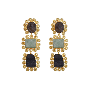 Pendientes Colgantes de Piedras Multicolores Chapados en Oro, Joyería de Moda Contemporánea Semipreciosa para Mujer, Venta al Por Mayor - Product Image 1