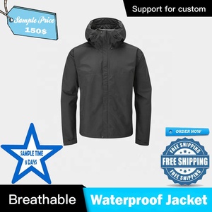 <b>Men's</b> Waterproof Windproof Hooded <b>Rain</b> <b>Jacket</b> <b>Lightweight</b> Outdoor Weatherproof Coat Premium Casual Stand Collar Zipper Front - Product Image 6