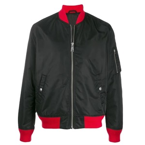 Black Red Premium Bomber <b>Jacket</b> Lightweight Zip Front Streetwear Outerwear Custom Manufacturer - Product Image 1
