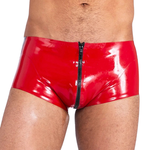 Men Red Patent Leather <b>Shorts</b> Low-Rise Striped Sexy Underwear Temptation Style - Product Image 4
