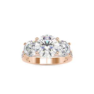 Celebrate your silver wedding anniversary with this 925 silver trilogy round moissanite diamond pavé band <b>wife</b> ring - Product Image 3