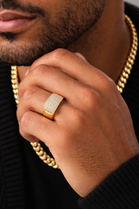 Iced Out Square Diamond <b>Ring</b> for Men 925 Sterling <b>Silver</b> 14K Gold Plated Hip Hop Luxury <b>Statement</b> <b>Ring</b> High Quality Bling - Product Image 5