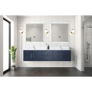 Navy Blue 80 In. W X 22 In. D Double Bath <b>Vanity</b> with Carrara Marble Top and 30 In. LED <b>Mirrors</b> Faucet Set Included - Product Image 3