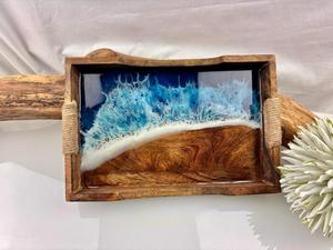 Handmade <b>Wooden</b> <b>Tray</b> with Colorful Resin Inlay for Decorative Serving and Gift Purposes Storage <b>Trays</b> - Product Image 6