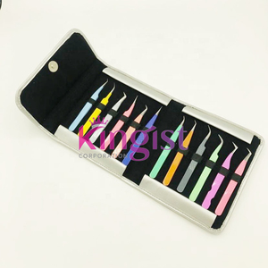 Fine Quality by Manufacturer Custom Color Good Material Beauty <b>Tools</b> Kit Eyelash Tweezers In Low Price Eyelash Tweezers Set - Product Image 4