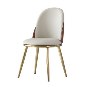 Ensemble moderne de 2 chaises de salle à manger en cuir PU avec pieds en métal doré pour salon et cuisine - Product Image 2