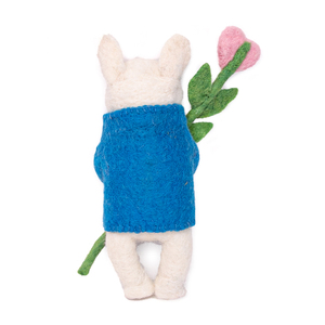Figura de Ratón de Fieltro con Flor Rosa y Chaqueta Azul, Juguete Artesanal de Lana, Unisex, 3-6 Años - Product Image 4
