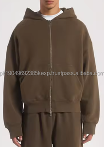 เสื้อฮู้ดซิปผ้าเฟรนช์เทอร์รี่ 460 GSM พิมพ์ลายสกรีนผ้าฝ้ายแขนยาวสำหรับผู้ชายสั่งทำจำนวนมาก - Product Image 2