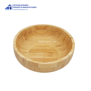 Juego de 2 Tazones para Ensalada de Madera Thanh Tung Thinh, Hechos a Mano, de Madera Natural con Patrón a Cuadros, Aptos para Alimentos, Lavables en Lavavajillas y Aptos para Horno - Product Image 4